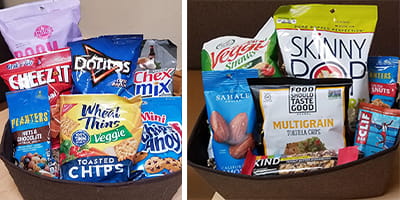 Healthy and sweet snack baskets offered at the Bryn Mawr Rehab Hospital Gift Shop